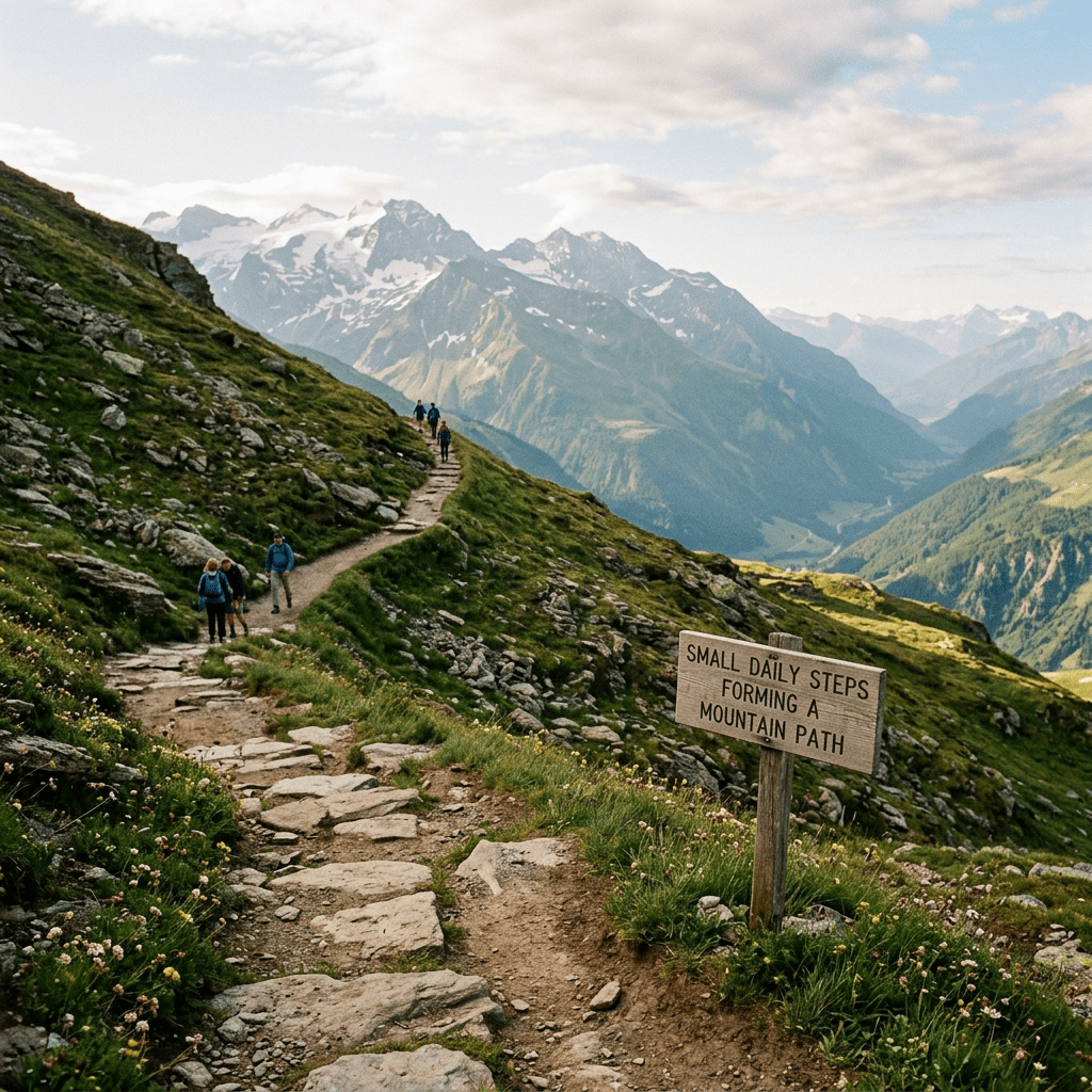 Small daily steps forming mountain path